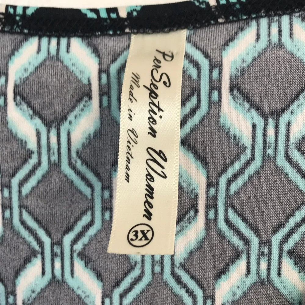 Perseption Women Blue Patterned Dress 3X